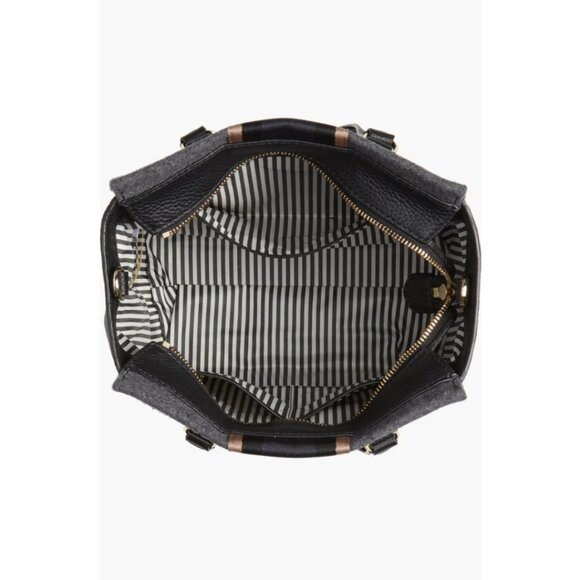 NWT KATE SPADE Charcoal Grey & Navy Jackson Street Small Hayden Satchel RARE - Picture 5 of 13